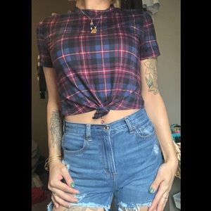 Plaid Knotted Crop Top Super Soft